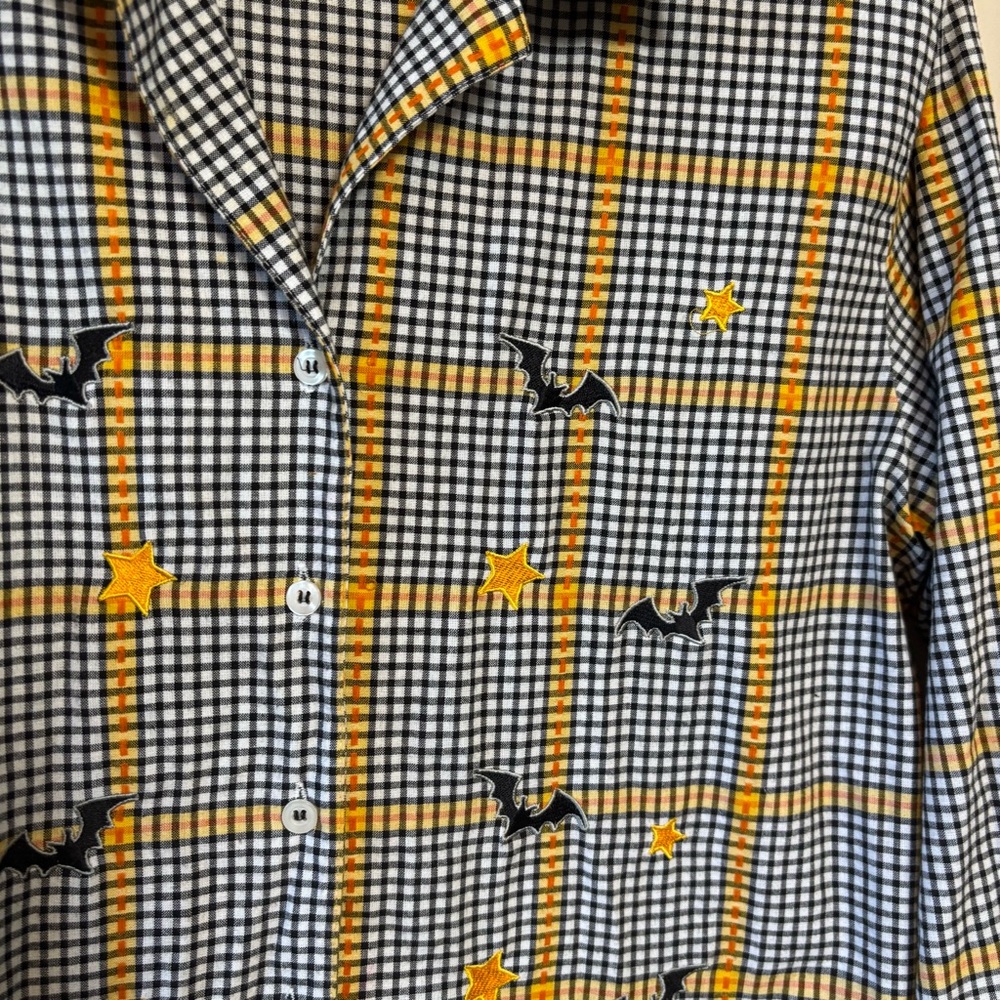 Karen Scott Women’s Shirt Halloween Button Down Long Sleeve Bats Stars Small - Picture 2 of 7